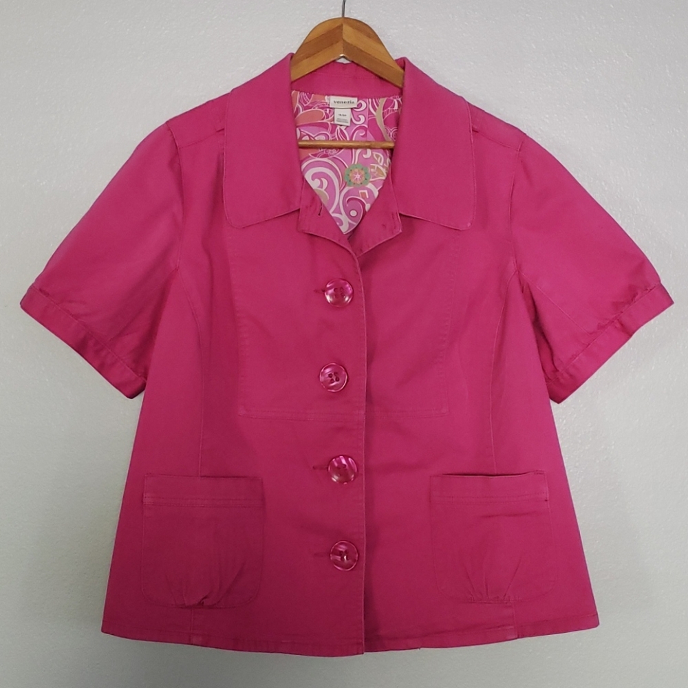 ⚫ 2 for $20   Venezia Hot Pink Button Blazer
